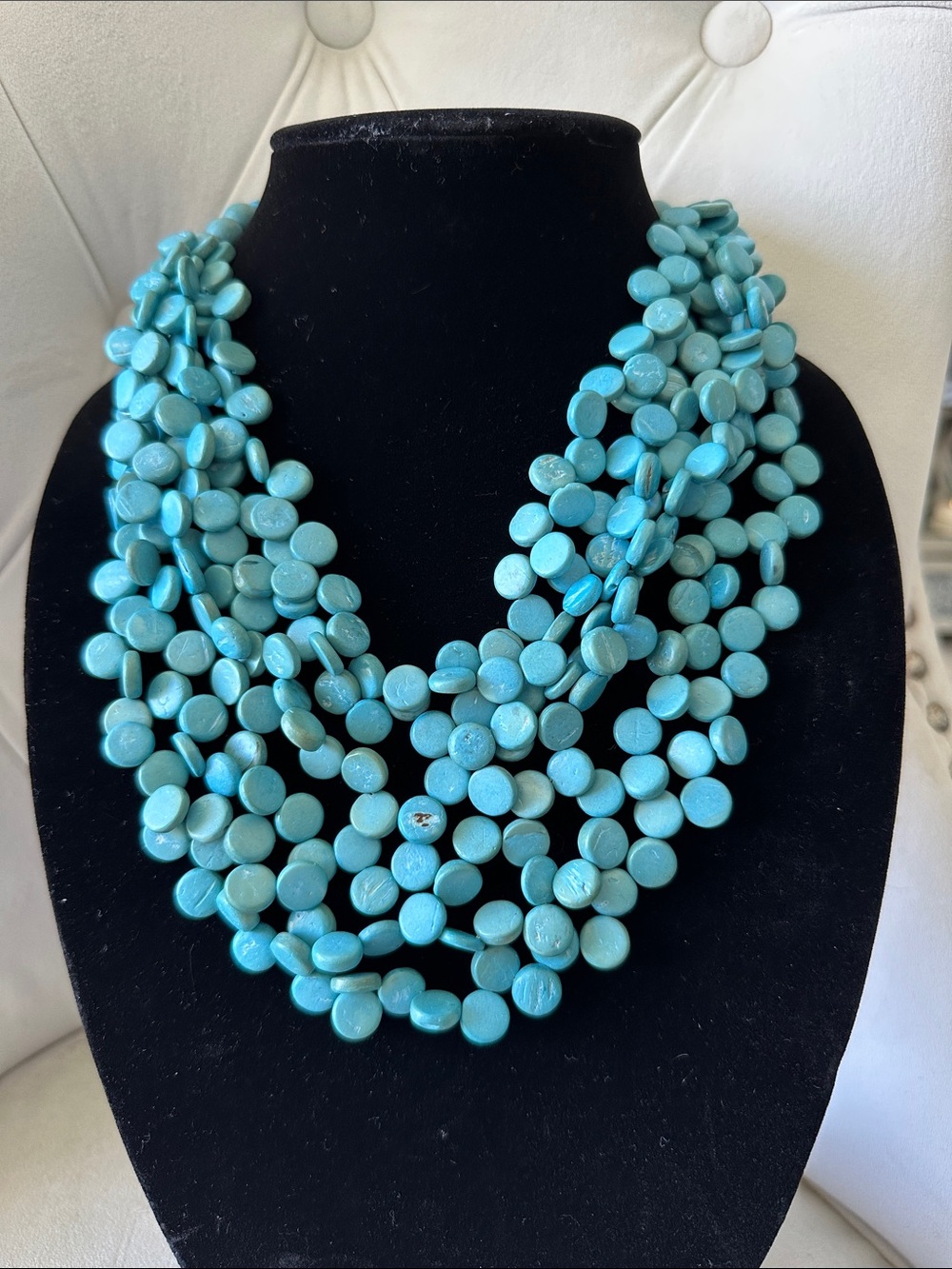Multi-Strand Turquoise Disc Necklace - Women Jewelry